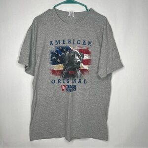 Tractor Supply Co Mens Size L Short Sleeve‎ T-Shirt Gray Black Labrador Lab Dog